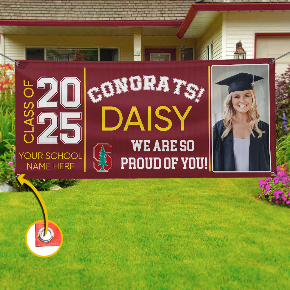 Graduation Gift: Custom 2025 Banner with Congratulations Photo