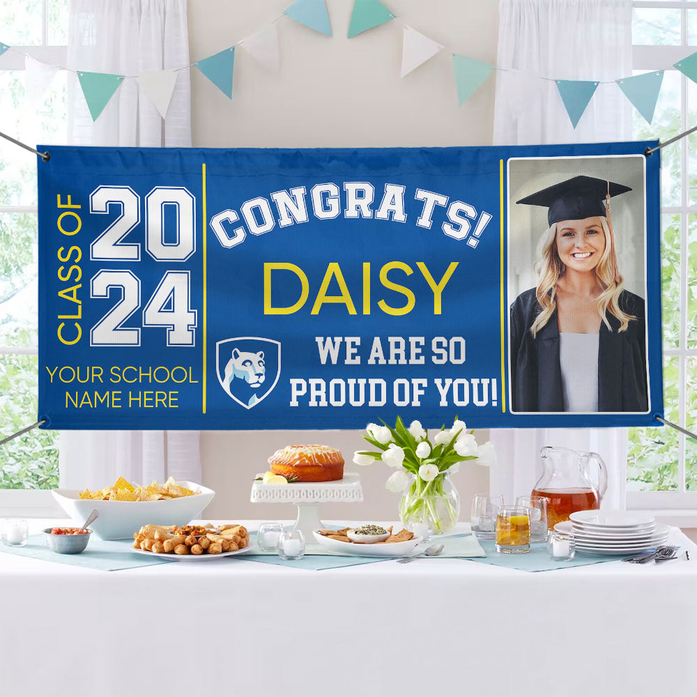 Graduation Gift: Custom 2024 Banner with Congratulations Photo