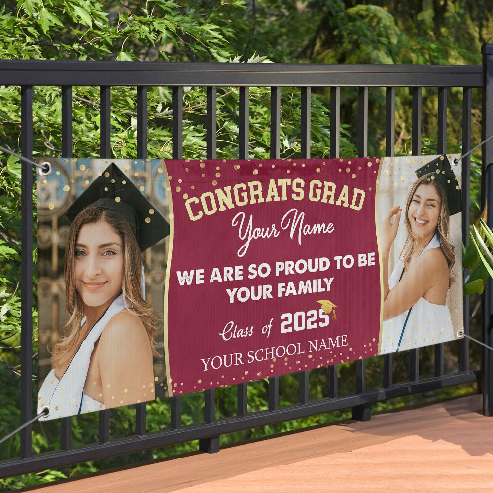 Custom We're Proud To Be Your Family Photo Graduation Banner, Graduation Decorations