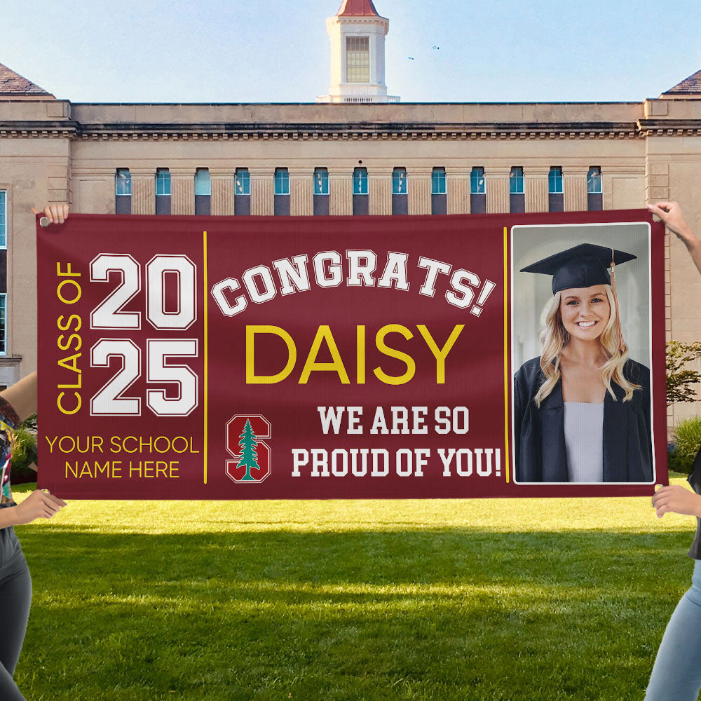 Graduation Gift: Custom 2025 Banner with Congratulations Photo