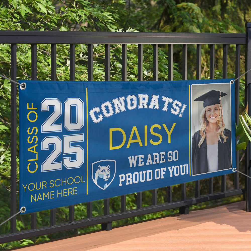 Graduation Gift: Custom 2025 Banner with Congratulations Photo