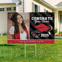 Thumbnail for Custom Congrats Class Of 2025 Graduation Lawn Sign With Stake, Graduation Gift