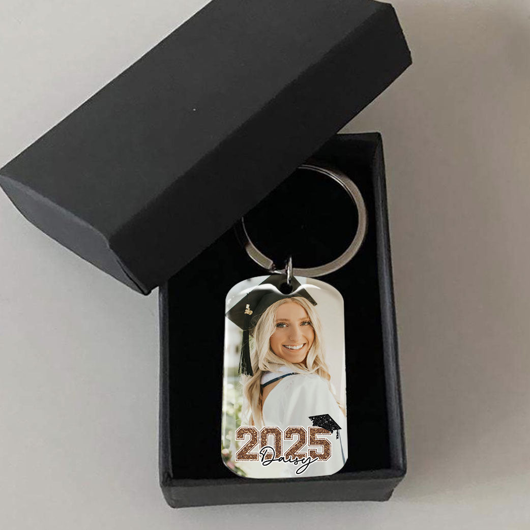 Custom I Hope You Believe In Yourself Photo Graduation Metal Keychain, Graduation Gift