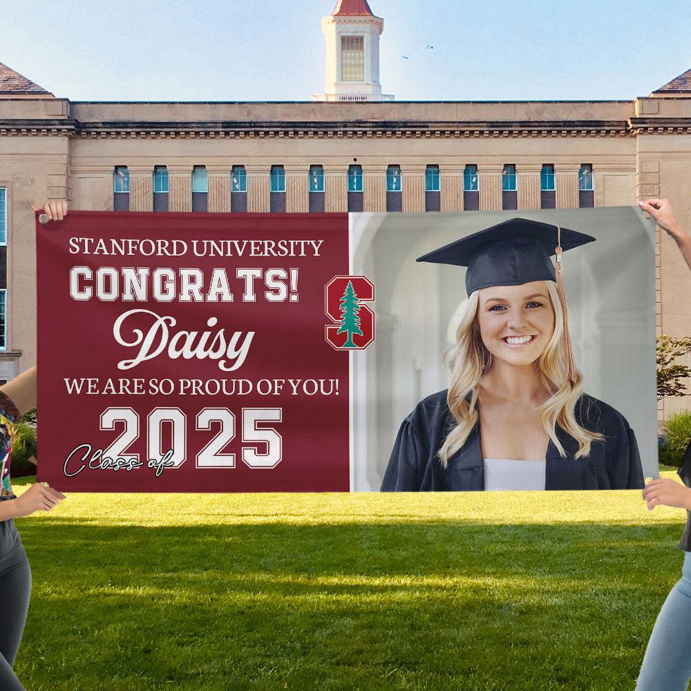 Graduation Banner with School Logo: Custom Congrats Class Of 2025