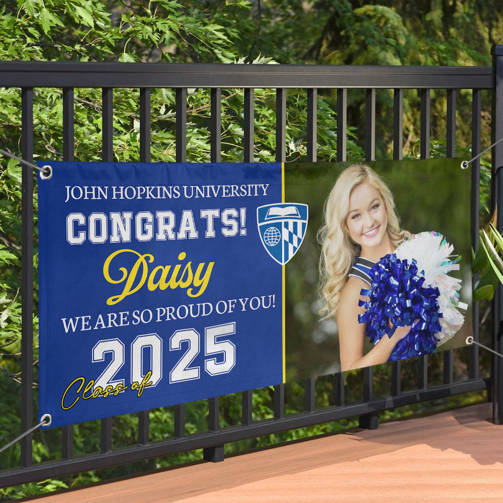 Graduation Banner with School Logo: Custom Congrats Class Of 2025