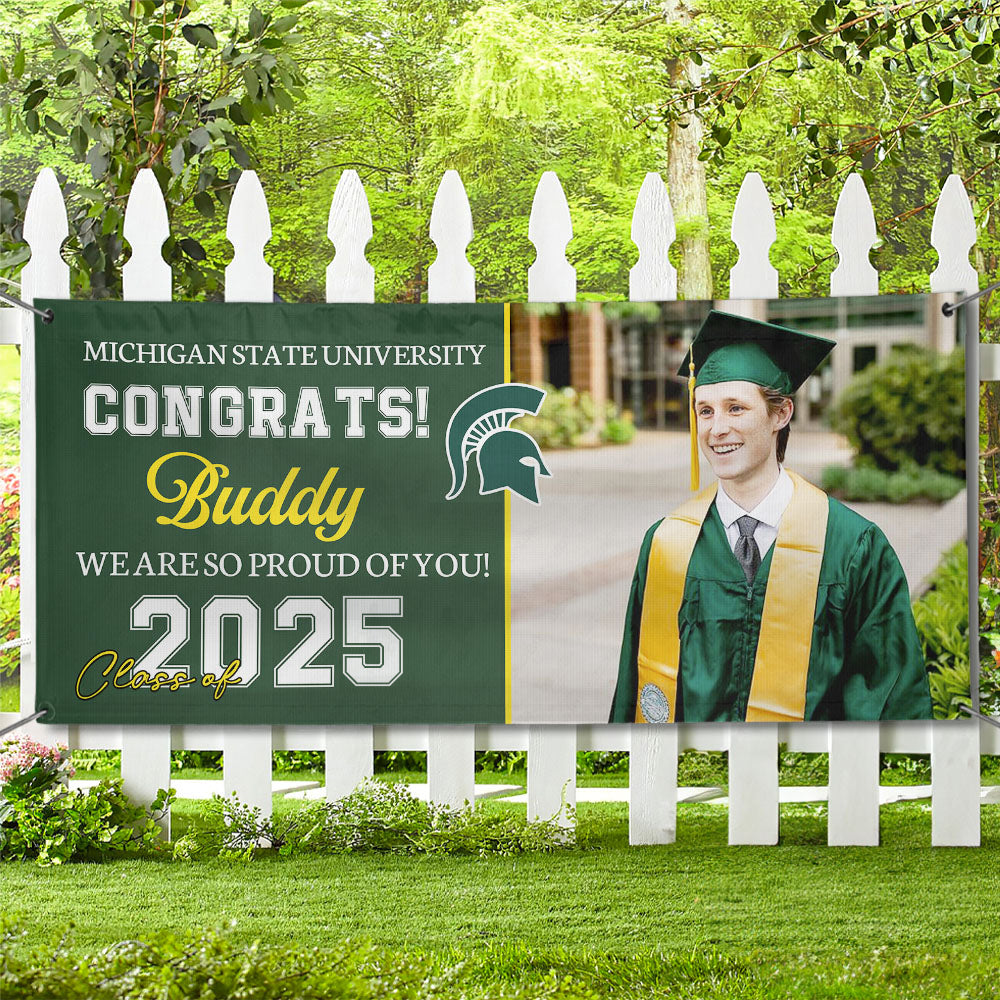 Graduation Banner with School Logo: Custom Congrats Class Of 2025