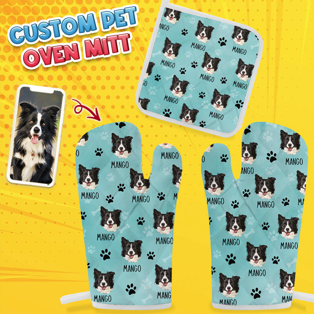 Custom Paws Dog Cat Oven Mitts & Potholder, Pet Lover Gift AI