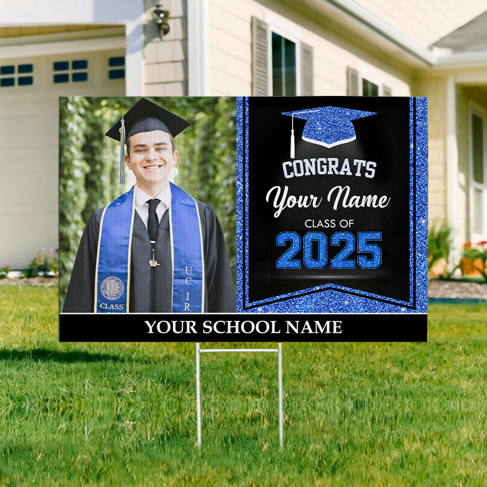 Custom Photo Graduation Lawn Sign With Stake, Graduation Decoration Gift