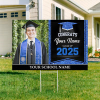 Thumbnail for Custom Photo Graduation Lawn Sign With Stake, Graduation Decoration Gift