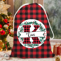 Thumbnail for Custom Buffalo Plaid With Monogram Family Santa Sack, Christmas Gift AB