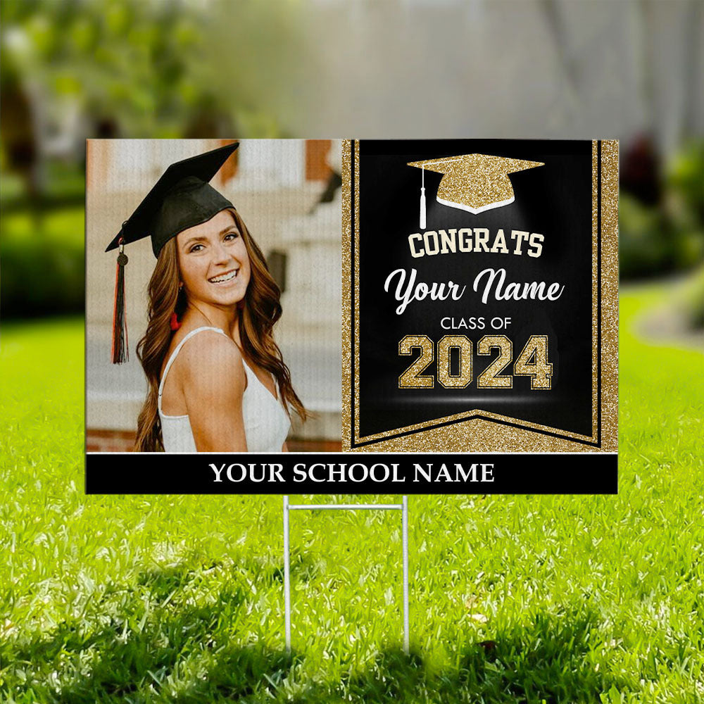 Custom Photo Graduation Lawn Sign With Stake, Graduation Decoration Gift AN
