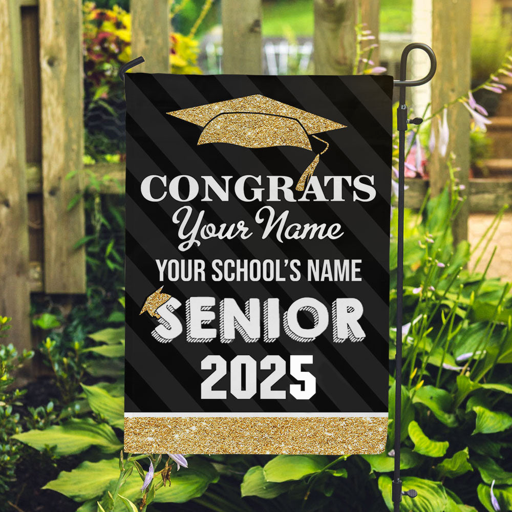 Custom Congrats Senior 2025 Graduation Garden Flag, Graduation Decorations