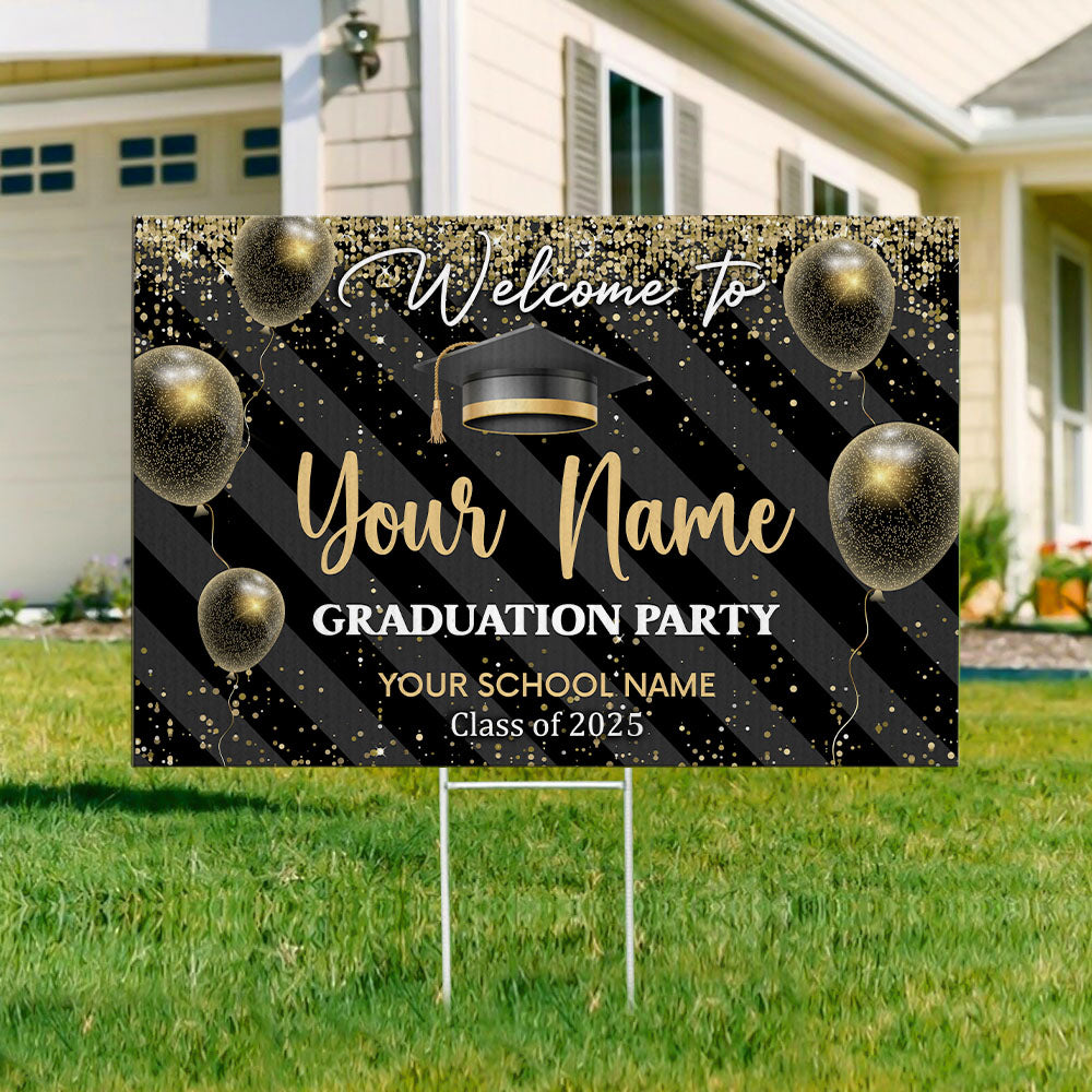 Custom Welcome To Graduation Party Graduation Lawn Sign, Graduation Decorations