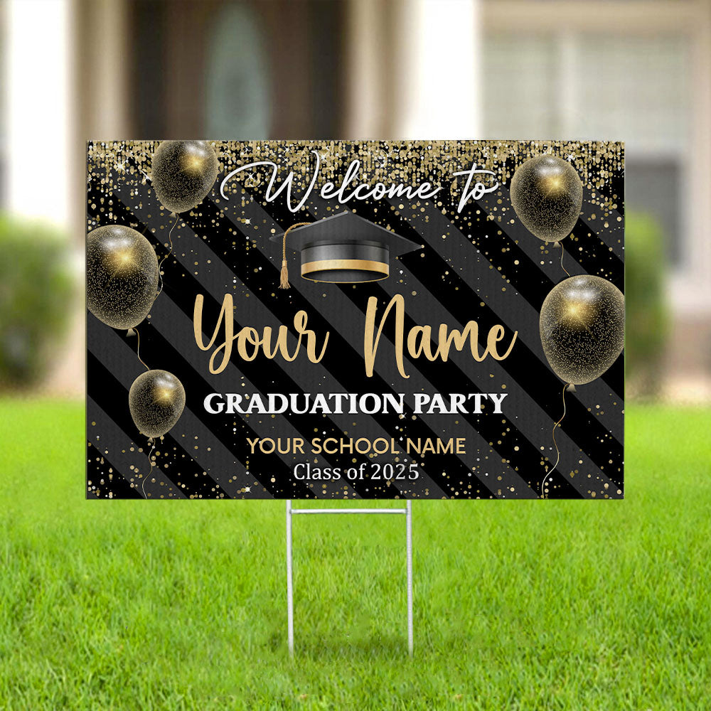 Custom Welcome To Graduation Party Graduation Lawn Sign, Graduation Decorations