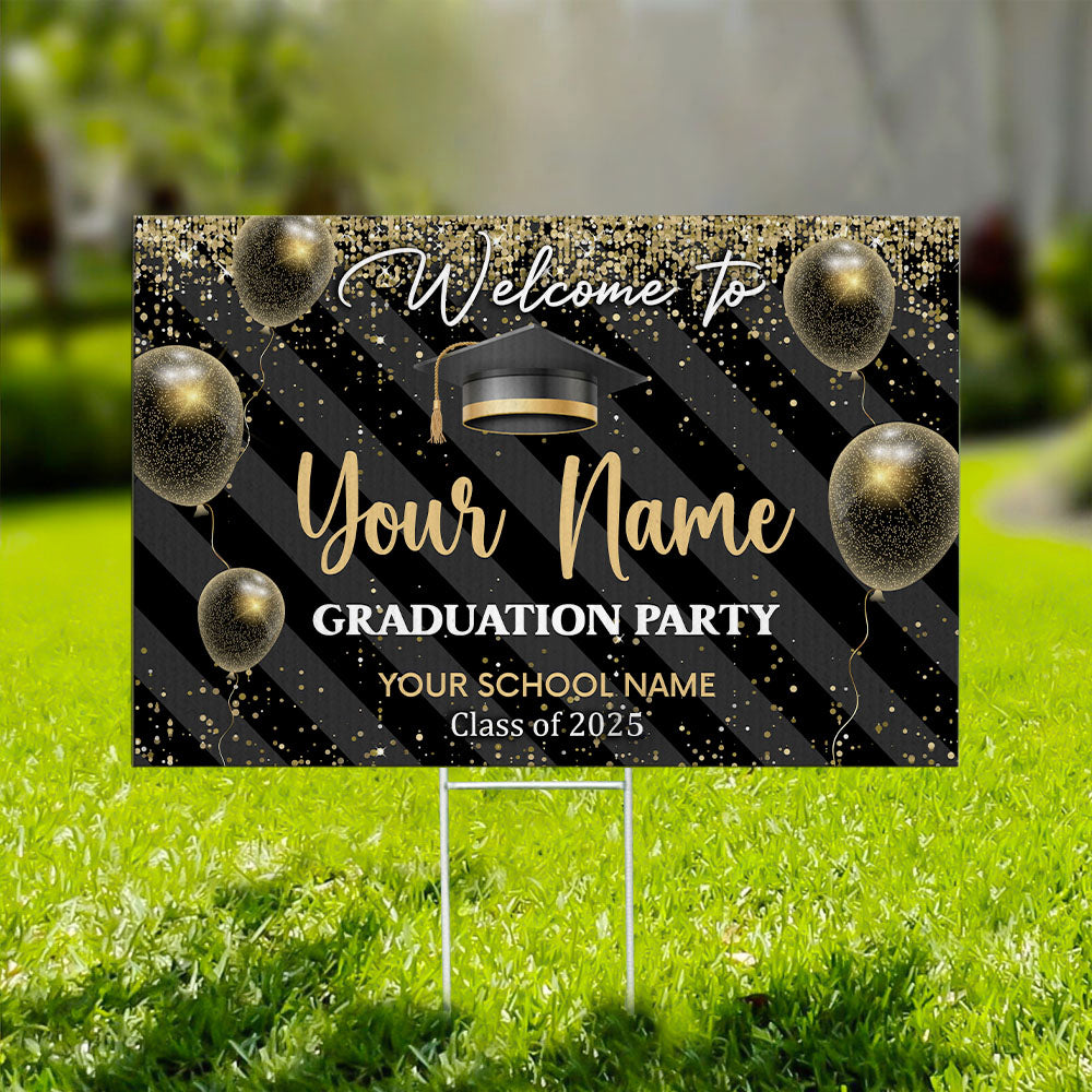 Custom Welcome To Graduation Party Graduation Lawn Sign, Graduation Decorations