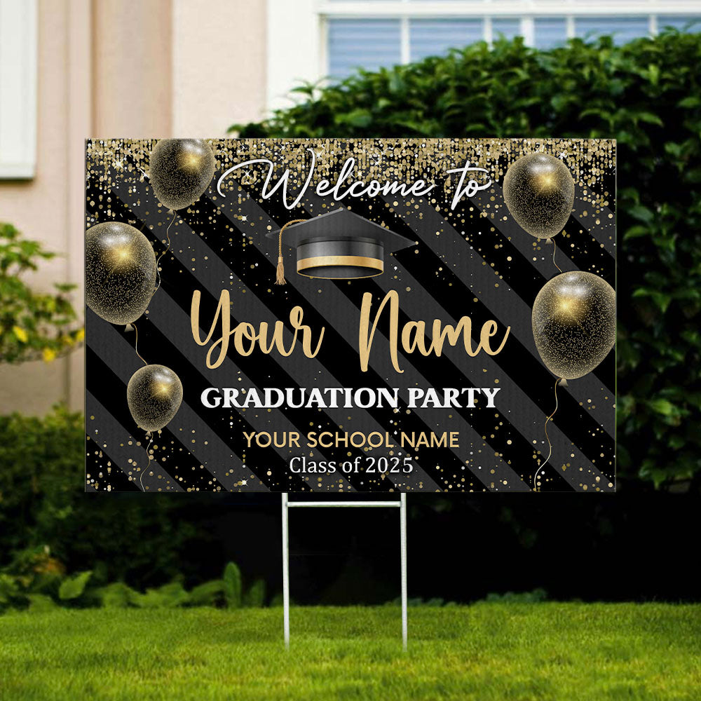 Custom Welcome To Graduation Party Graduation Lawn Sign, Graduation Decorations