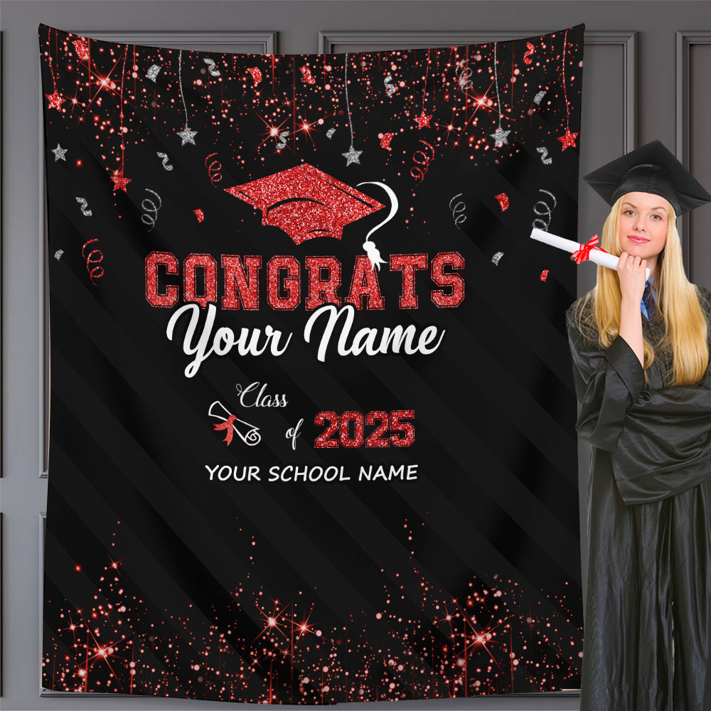 Custom Congrats Class Of 2025 Graduation Backdrop, Graduation Party Decorations FC