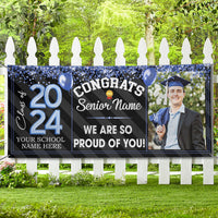 Thumbnail for Personalized Congrats 2024 Senior Photo Multicolor Glitter Balloon Banner, Graduation Decoration Gift