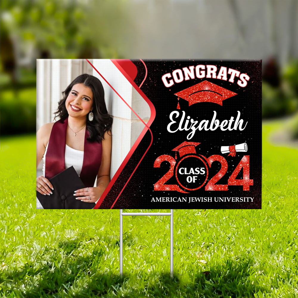 Personalized Yard Sign With Stake - Graduation Gift - Congrats Class Of 2024 Graduate FC