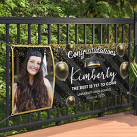 Thumbnail for Custom Photo Congratulations Black & Gold Graduation Banner, Graduation Decorations FC