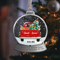 Thumbnail for Personalized Christmas Couple Red Truck Printed Acrylic Ornament, Gift For Lovers, Husband & Wife AC