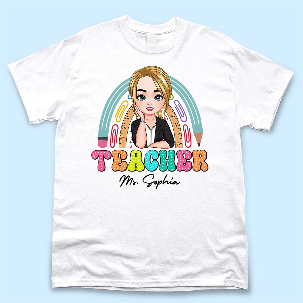 Personalized Teacher Name Rainbow T-shirt - Back To School Gift For Teachers Merchize