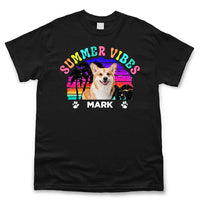 Thumbnail for Personalized Summer Vibes Dog Cat Photo Retro T-shirt, Gift For Pet Lovers Merchize