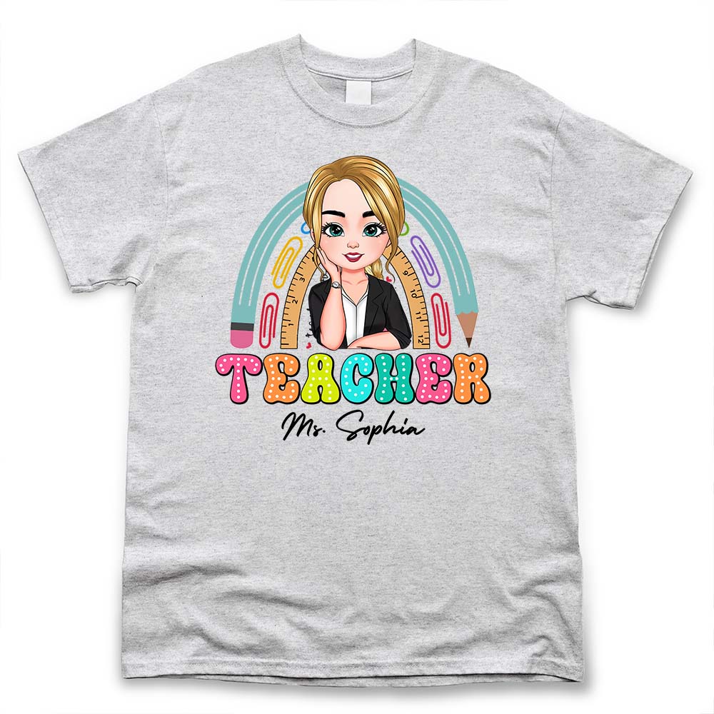 Personalized Teacher Name Rainbow T-shirt - Back To School Gift For Teachers Merchize