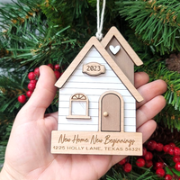 Thumbnail for Personalized Our First Home Christmas Layered Wood Ornament, New Home Gift AE