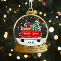 Thumbnail for Personalized Christmas Couple Red Truck Printed Acrylic Ornament, Gift For Lovers, Husband & Wife AC