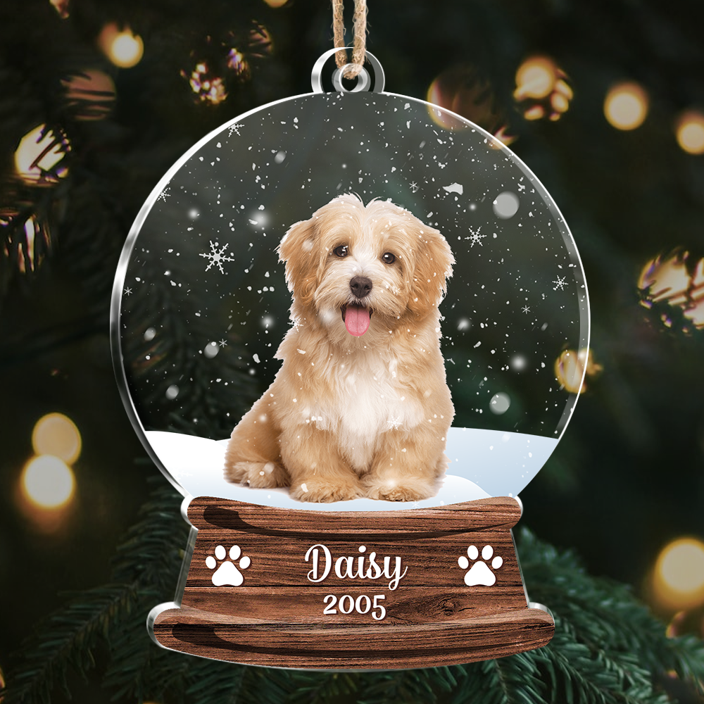 Custom Photo Snowball Pet & Family Printed Acrylic Ornament, Gift For Dog Lovers, Christmas Gift AE