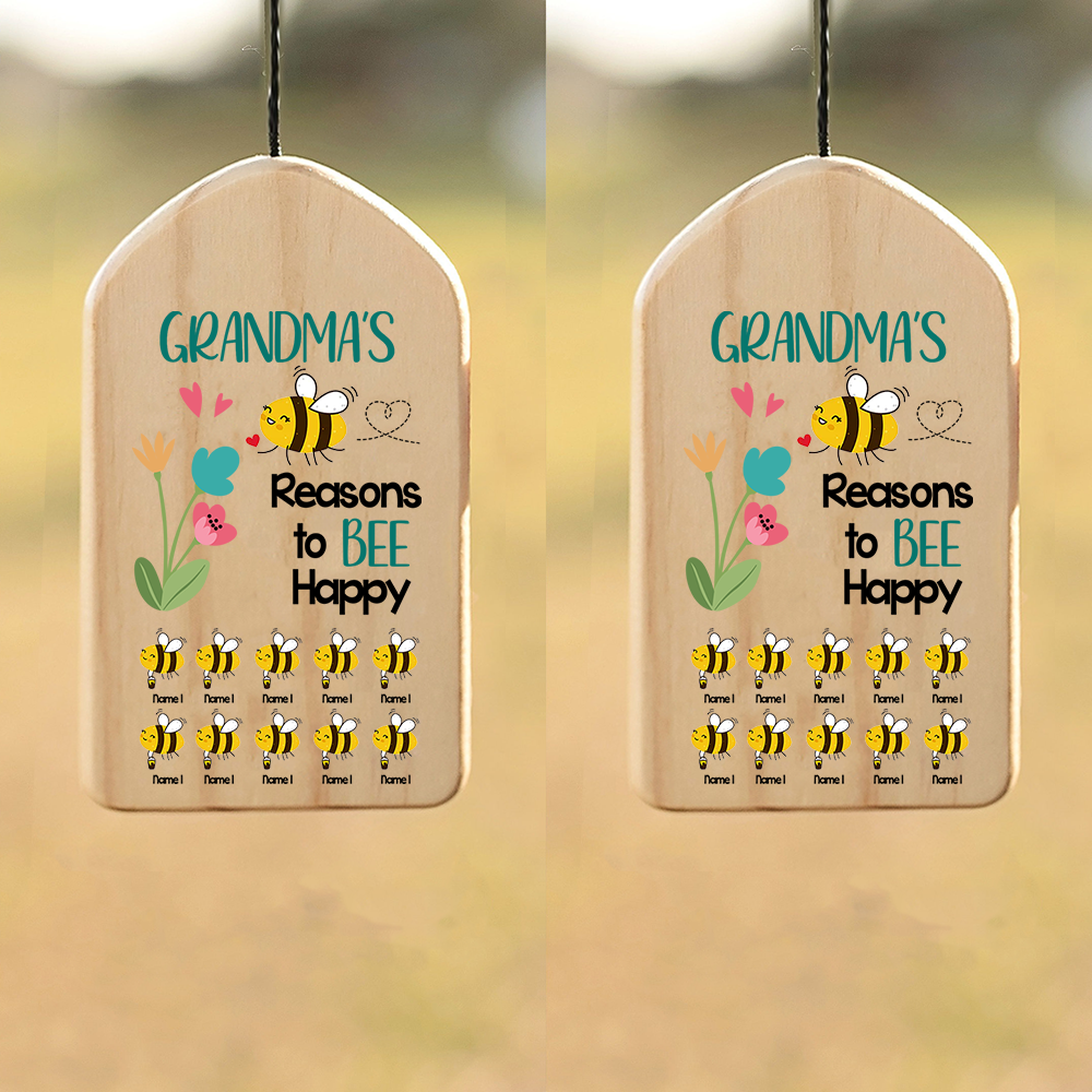 Personalized Reason To Bee Happy Wind Chime Mom Grandma, Gift For Grandma AZ