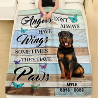 Thumbnail for Custom Angels Don't Always Have Wings Photo Dog Cat Fleece Blanket, Memorial Gift AB