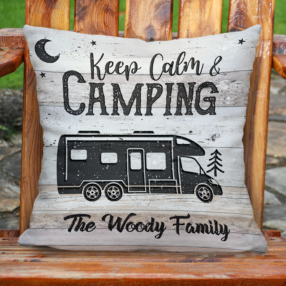 Custom Happy Campers Camping Pillow, Gift For Camper AD