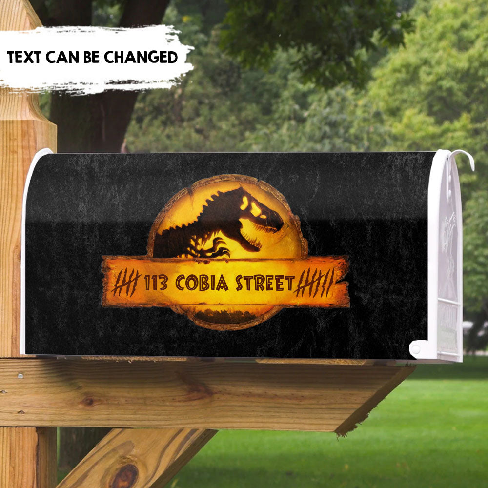 Orange Dinosaur - Customized Address Mailbox Cover AF