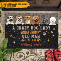Thumbnail for Crazy Dog Lady And An Grumpy Old Man - Personalized Family Doormat, Dog Lovers Gift AB