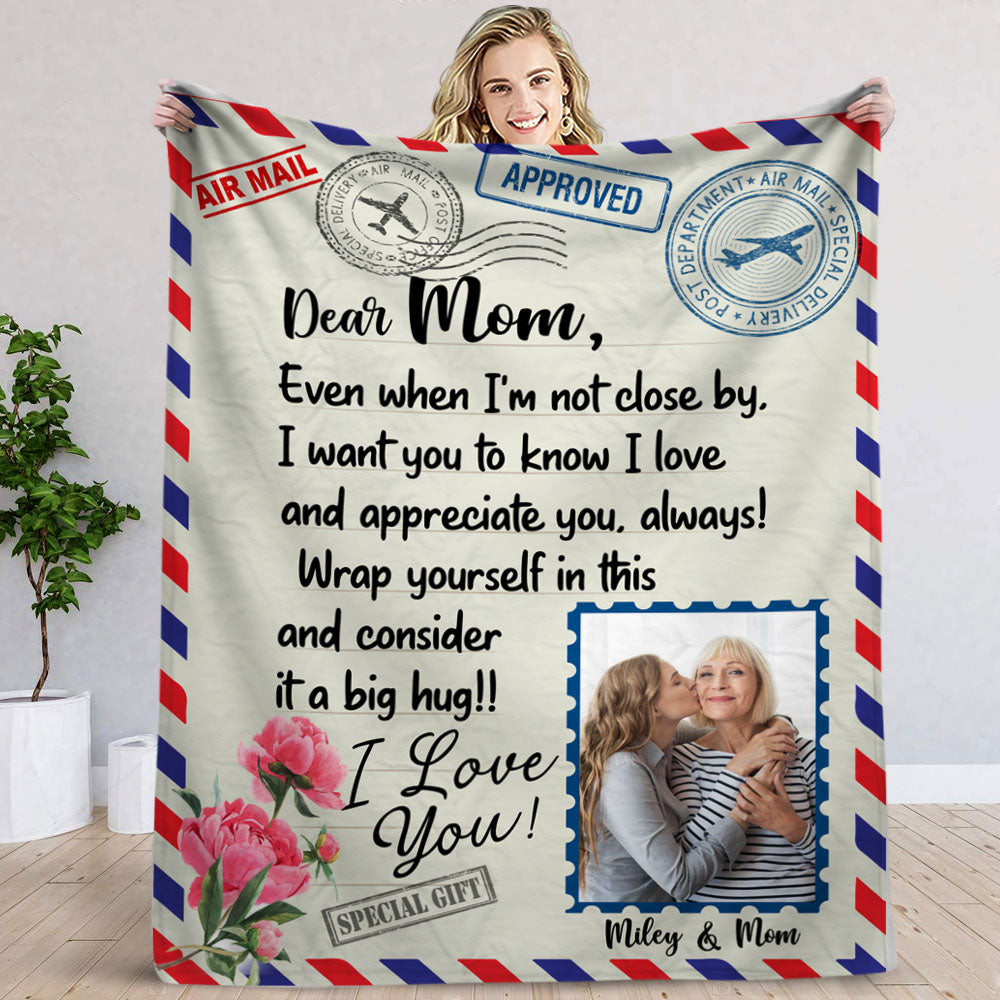 Air Mail Dear Mom - Personalized Blanket, Mother's Day Gift For Mom AB