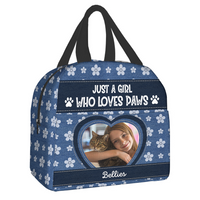 Thumbnail for Personalized Photo Just A Girl Who Loves Paws Lunch Bag, Gift For Pet Lovers AI