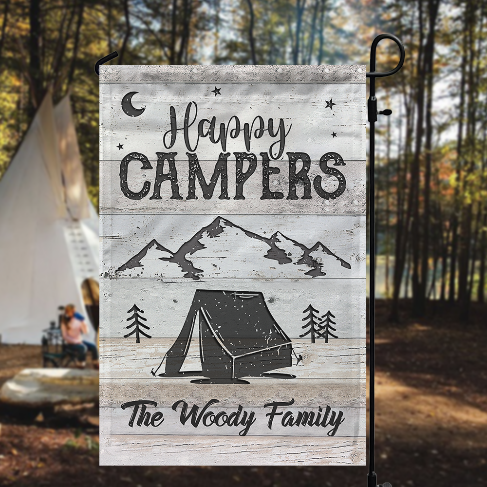 Custom Happy Campers Camping Garden Flag, Gift For Camper AD