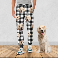 Thumbnail for Pet Photo With Name Multicolor Buffalo Plaid Sweatpants, Custom Gift For Men and Women AB