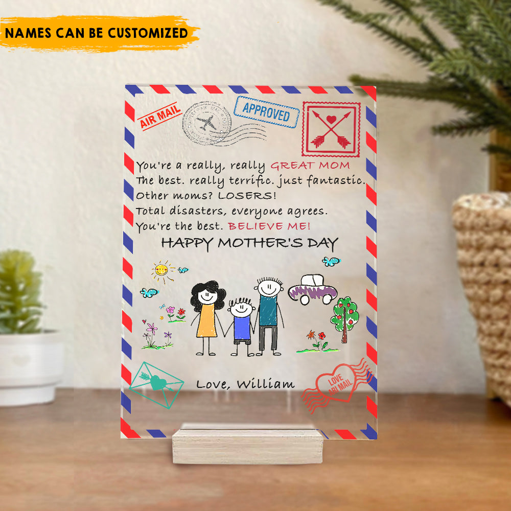 Dear Mommy Air Mail - Personalized Acrylic Plaque, Mother's Day Gift AC