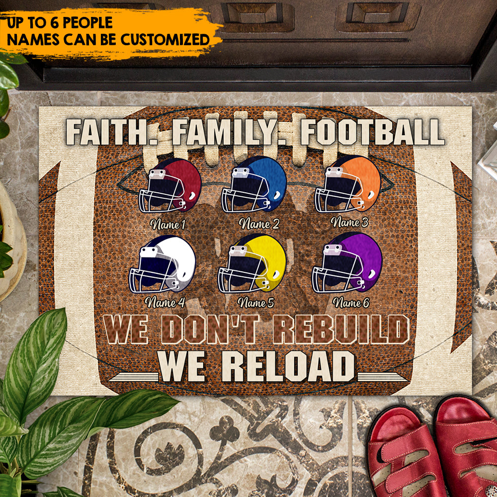 Faith Football Family - Personalized Family Football Doormat AB