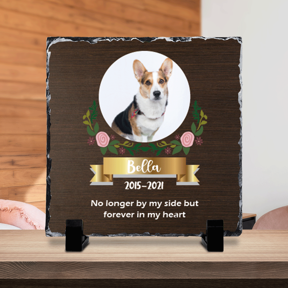 Forever in My Heart Pet Memrial Slate Photo - Dog Cat Loss Gifts AZ