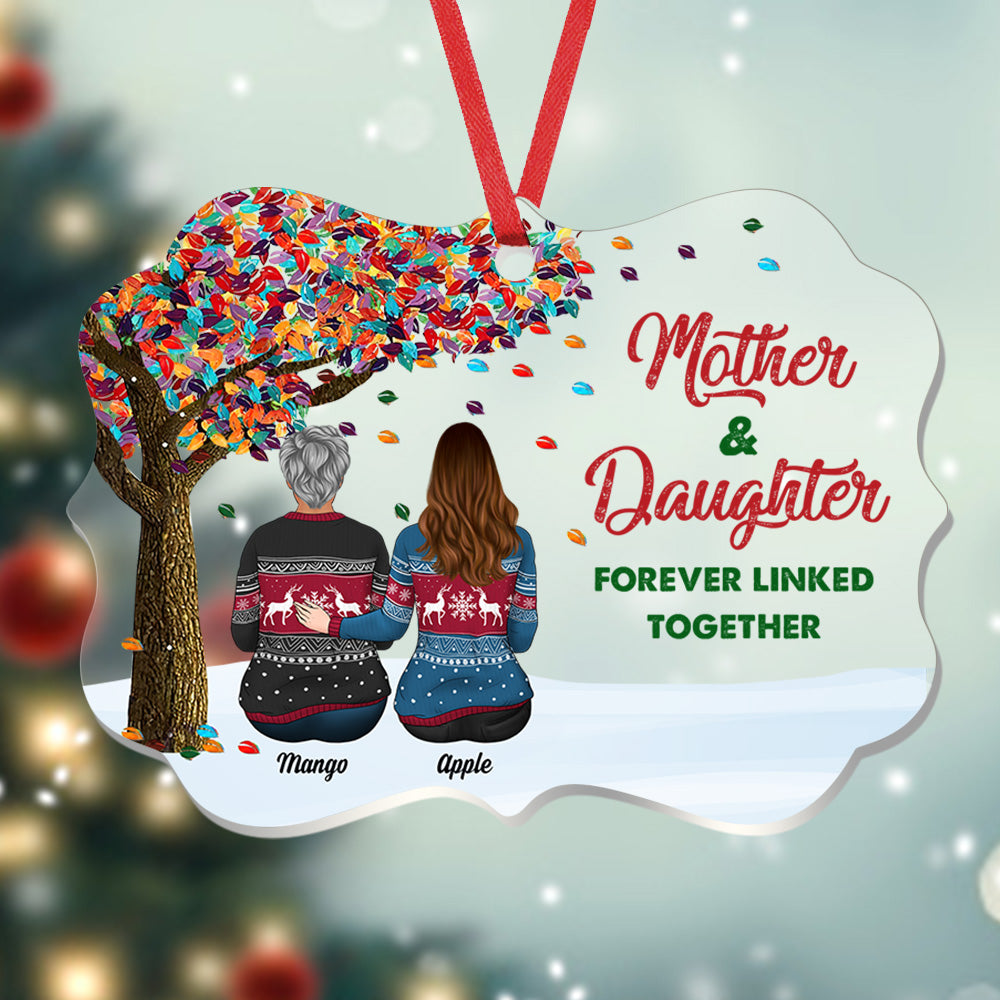 Personalized Mom Grandma Tree Daughters Acrylic Benelux Ornament, Customized Holiday Ornament AE