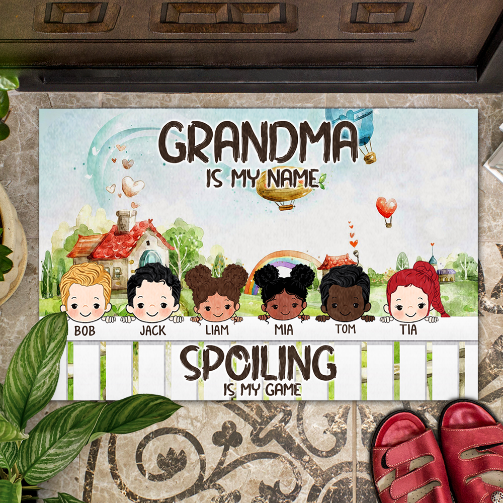 Grandkids Spoiled Here, Gift For Mother's Day, Grandma - Customized Doormat AB