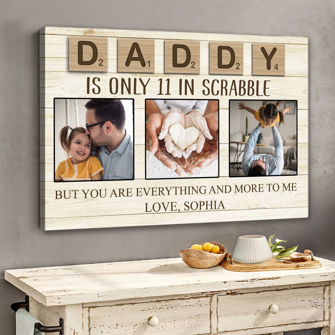 Daddy Is Only 11 In Scrabble Personalized Canvas AK