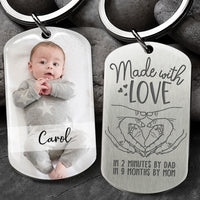 Thumbnail for This baby is made with love Photo Metal Keychain, Gift for new mom new dad AA