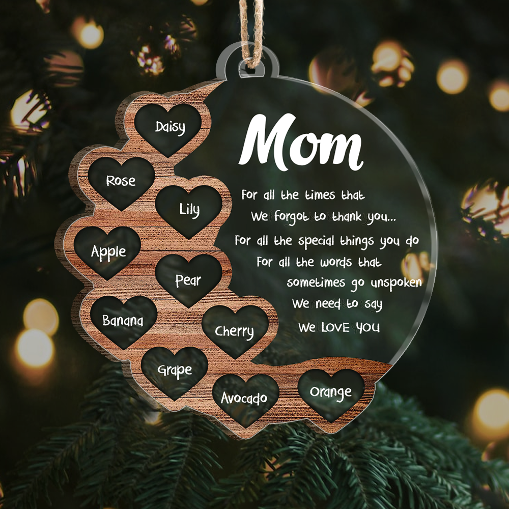 I Love You Mom Grandma Christmas For Mother Layered Wood Acrylic Ornament, Customized Holiday Ornament AE