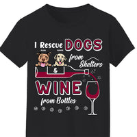 Thumbnail for Rescue Dogs & Wines Custom Tshirt, Gift For Dog Lovers CustomCat