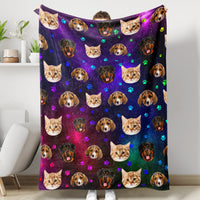 Thumbnail for Custom Galaxy With Paws Dog Cat Photo Blanket, Pet Lover Gift AB